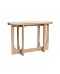 LuxenHome Natural Finish Mdf Wood 47-Inch Long Oval Console Table