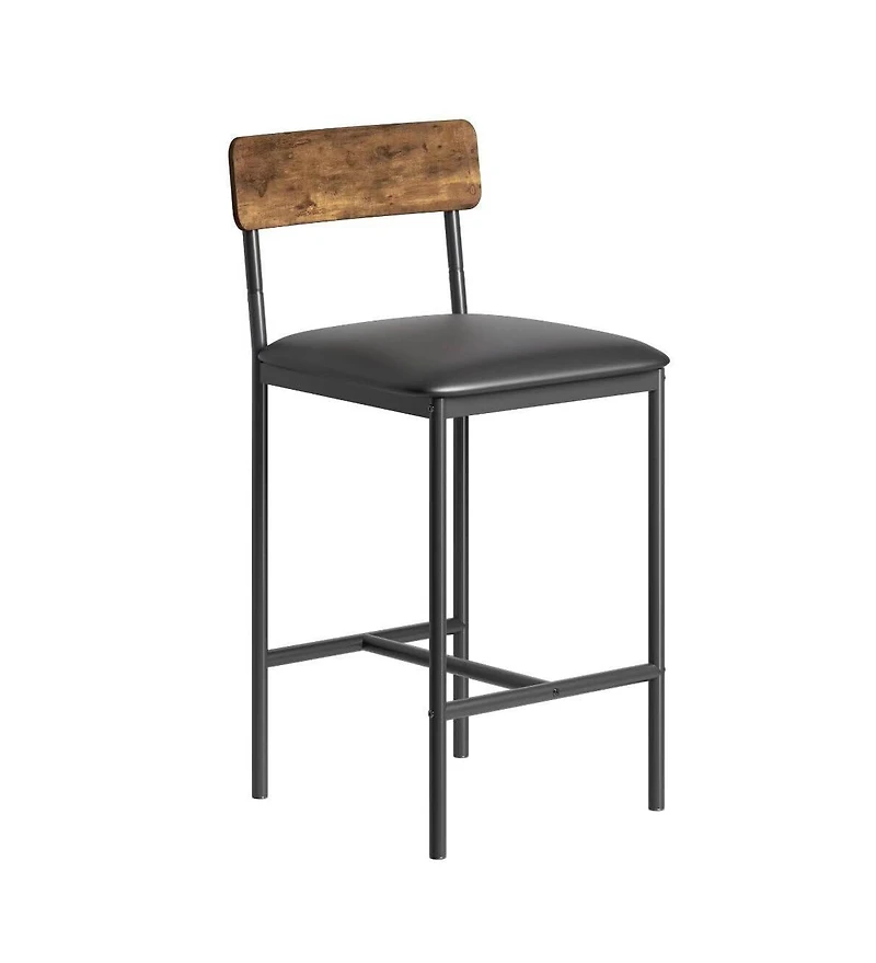 Bar Stools Set of 2, Upholstered Counter Height Bar Stools with Backrest and Footrest, Kitchen Barstools for Island, Counter Bar