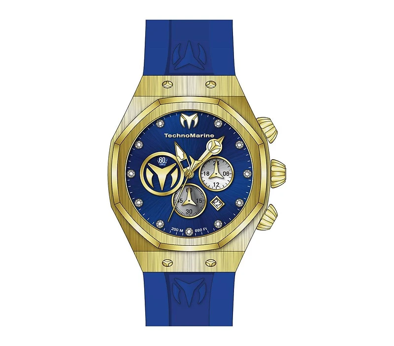 Technomarine Men's Tm-520003 Reef Quartz Chronograph Blue, Silver, Gold Dial Watch