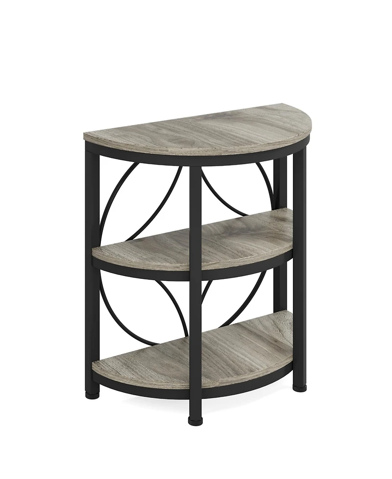 Tribesigns Half Circle Side & End Table with Storage Shelf Metal Frame, 26-Inch Tall Moon Table, Narrow Nightstand