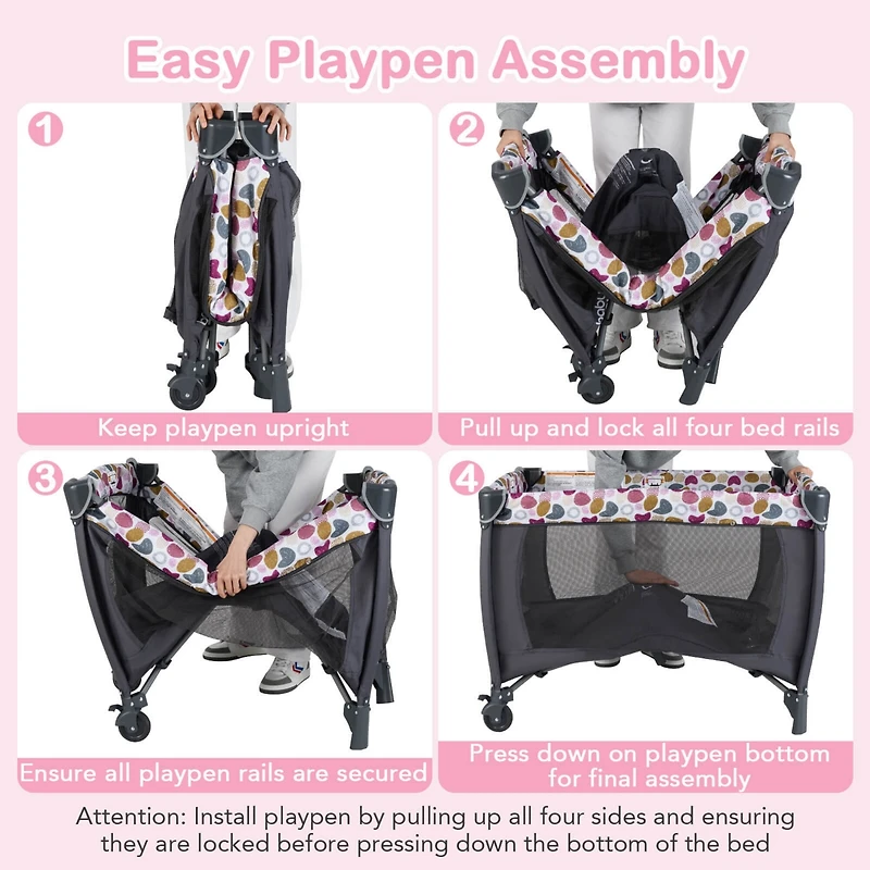 Costway Boys 4 in 1 Convertible Portable Playard Newborn Napper