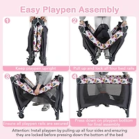 Costway Boys 4 in 1 Convertible Portable Playard Newborn Napper