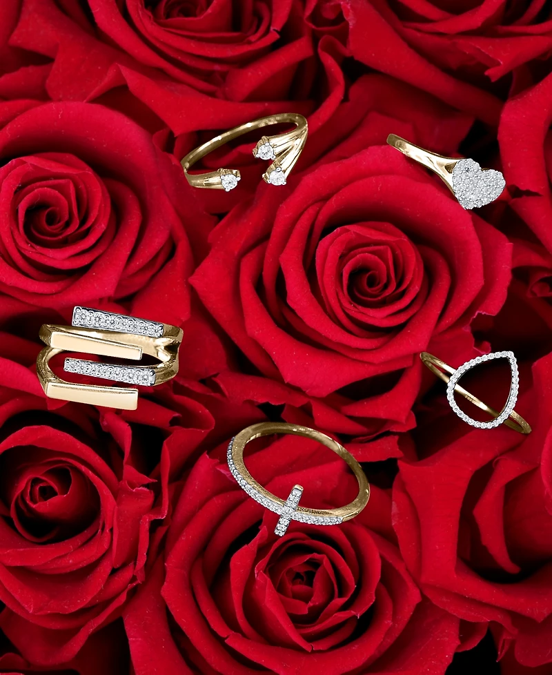 Diamond Heart Cluster Ring (1/6 ct. t.w.) 10k Gold, Created for Macy's