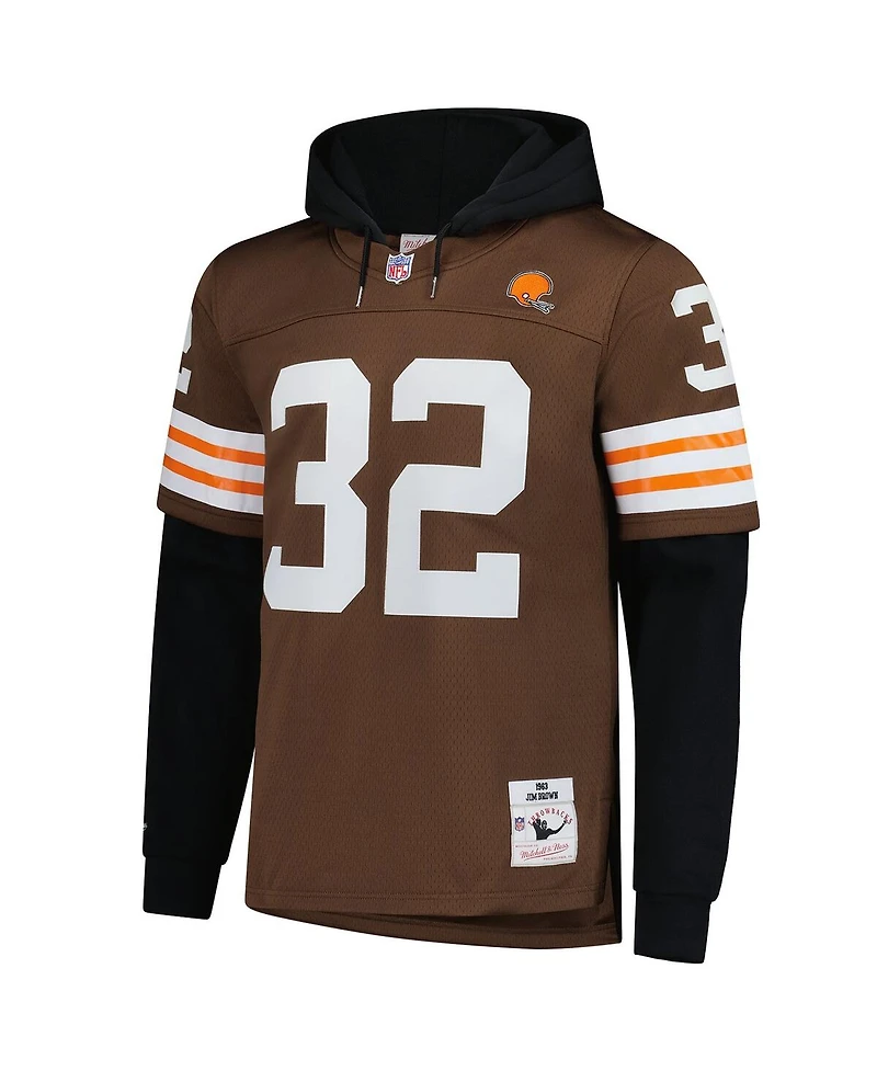 Mitchell & Ness Men's Jim Brown Cleveland Browns Player Name Number Hoodie Legacy Jersey