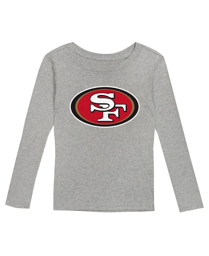 Outerstuff Preschool Heather Gray San Francisco 49ers Long Sleeve T-Shirt and Pants Sleep Set