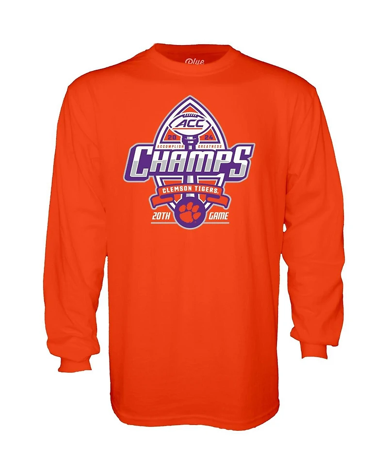 Blue 84 Men's Orange Clemson Tigers 2024 Acc Football Conference Champions Locker Room Long Sleeve T-Shirt