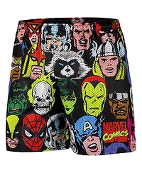 Chalk Line Men's Black Marvel Heroes Heads Retro Shorts