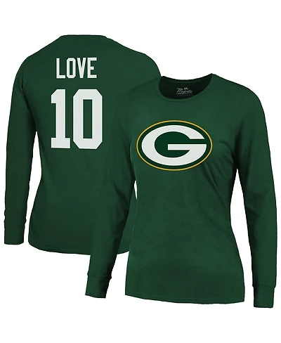 Majestic Women's Jordan Love Green Bay Packers Name Number Long Sleeve T-Shirt