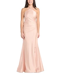 Morgan & Company Juniors' Halter Sleeveless Satin Gown