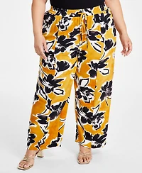 Nina Parker Plus Size Floral-Print Drawstring-Waist Pants