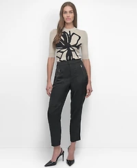 Dkny Women's Elastic Waist-Back Zipper Trousers