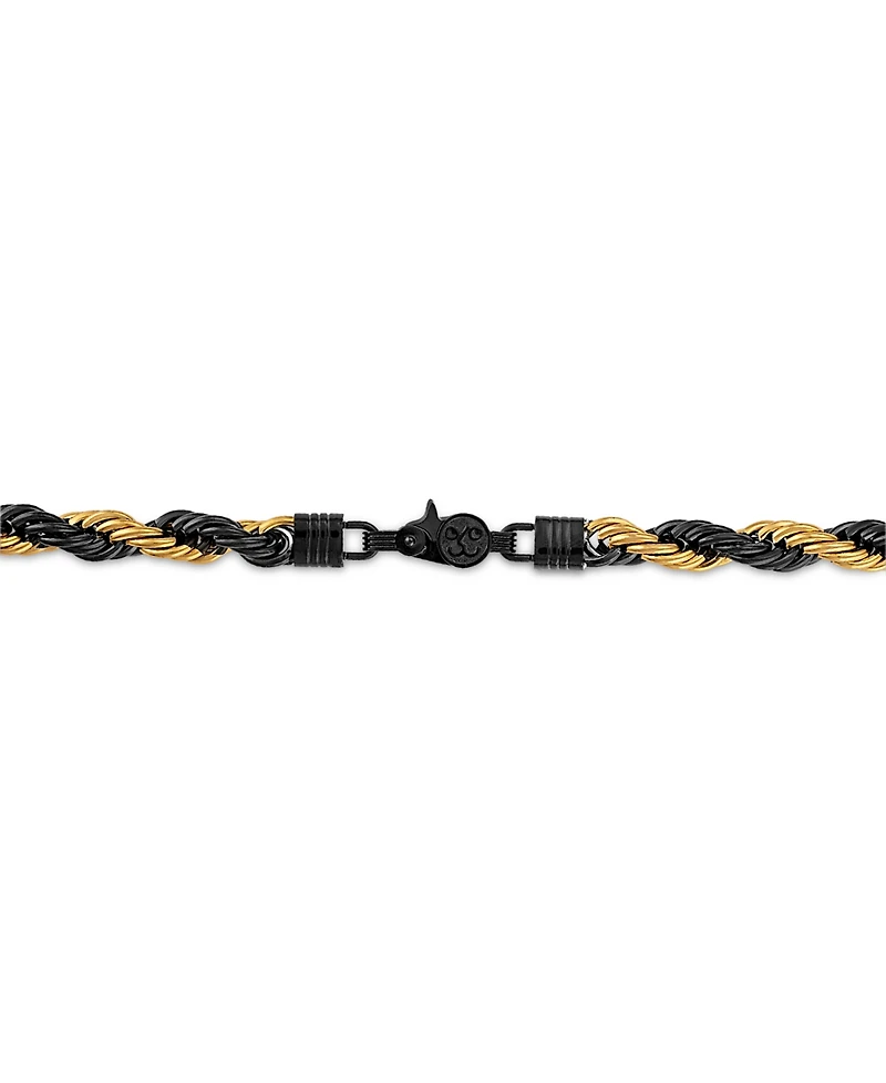 Esquire Men's Jewelry Intertwined Rope Link 22" Chain Necklace in Black & Gold-Tone Ion-Plated Stainless Steel, Exclusively at Macy's