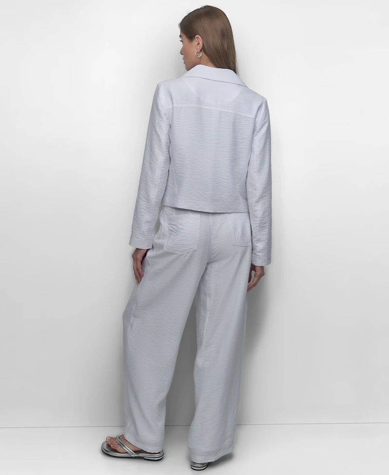 Dkny Women's Zipper Detailed Crinkle Jacket