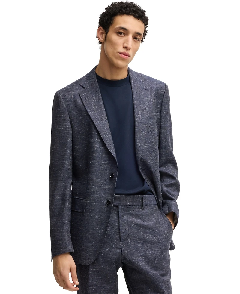 Boss by Hugo Men's Patterned Wool Blend Slim-Fit Jacket