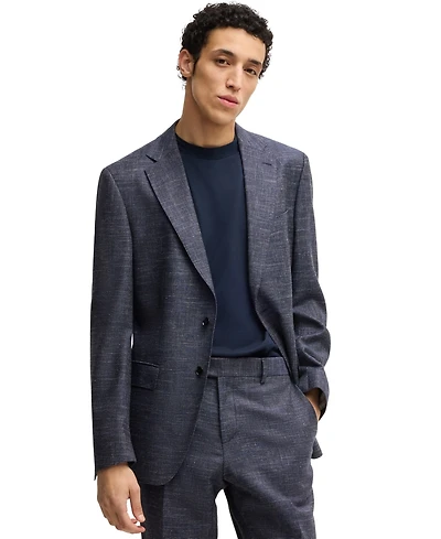 Boss by Hugo Men's Patterned Wool Blend Slim-Fit Jacket