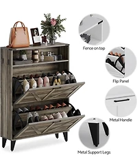 gaomon Shoe Cabinet with 2 Flip Drawers Hidden Wood Shoe Cabinet Freestanding Shoe Storage Cabinet Farmhouse Shoe Cabinet Storage Slim Shoe Cabinet fo