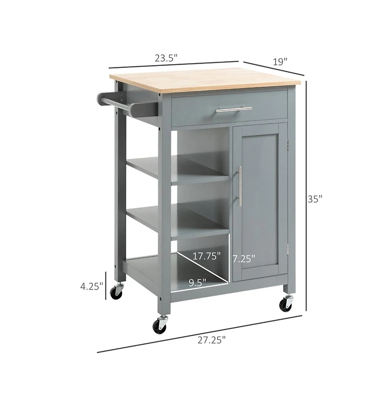 Slickblue Compact Kitchen Island Cart on Wheels for Convenient and Mobile Kitchen Storage