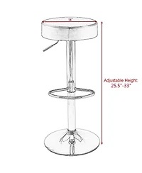 Gymax 1 Pc Bar Stool Round Leather Seat Chrome Leg Adjustable Hydraulic Swivel