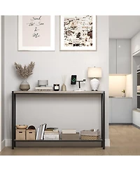 gaomon Side Table Entryway Table 2-Tier Console Table with Storage Narrow Sofa Table with V Design 43" Industrial Console Table for Hallway Entryway L