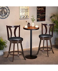 Gymax Set of 2 Swivel Bar stool 24'' Counter Height Leather Padded Dining Kitchen Chair