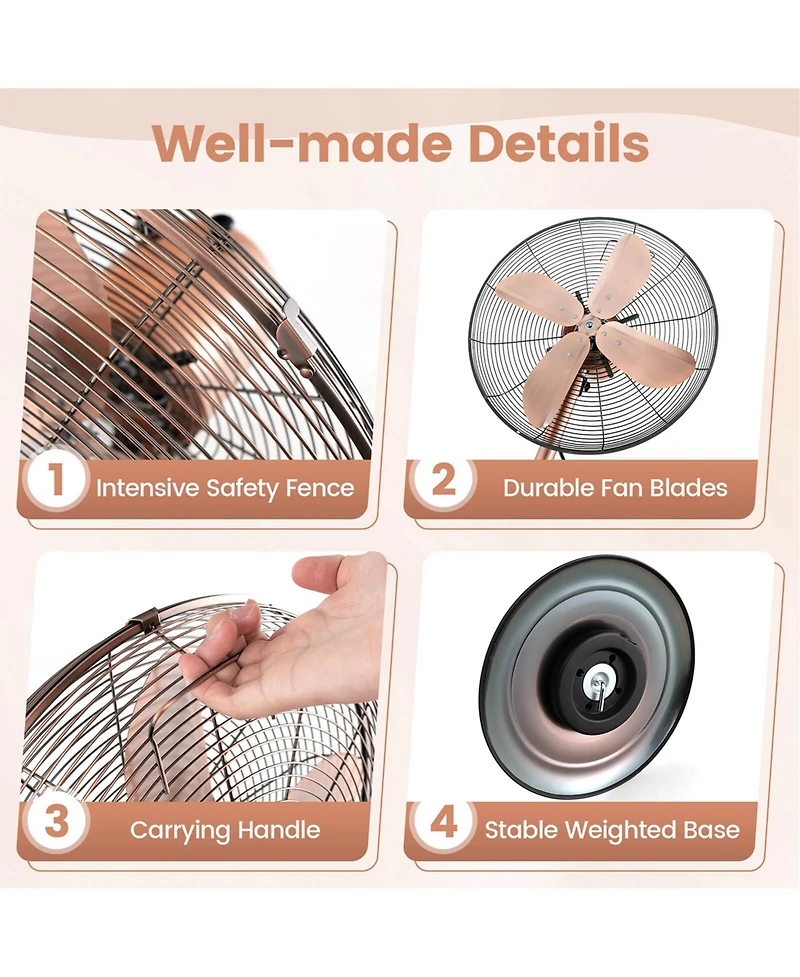 16" Standing Pedestal Fan with 3 Speed Settings Carrying Handle Aluminum Blades
