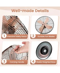 16" Standing Pedestal Fan with 3 Speed Settings Carrying Handle Aluminum Blades