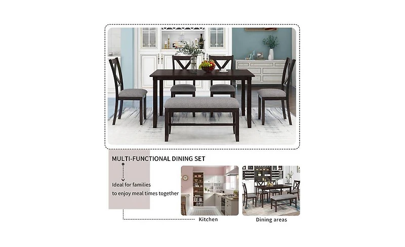Slickblue 6-Piece Kitchen Dining Table Set for Stylish and Functional Mealtime Gatherings