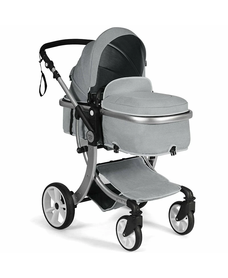 Costway Baby Folding Aluminum Bassinet Reversible Stroller