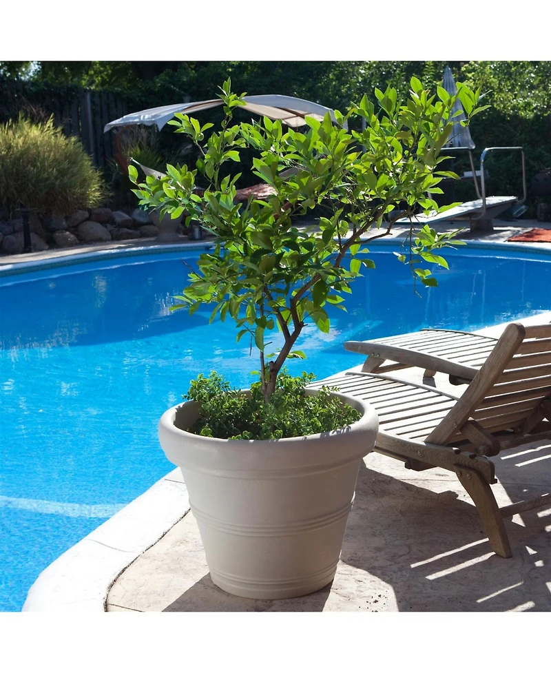 Slickblue Round Outdoor Patio Planter for Garden Plants or Small Tree