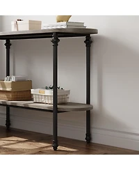 gaomon Narrow Entryway Table, 2 Tier Industrial Console Table with Storage Shelf, Thin Behind Couch Table, Farmhouse Skinny Sofa Table for Hallway, En