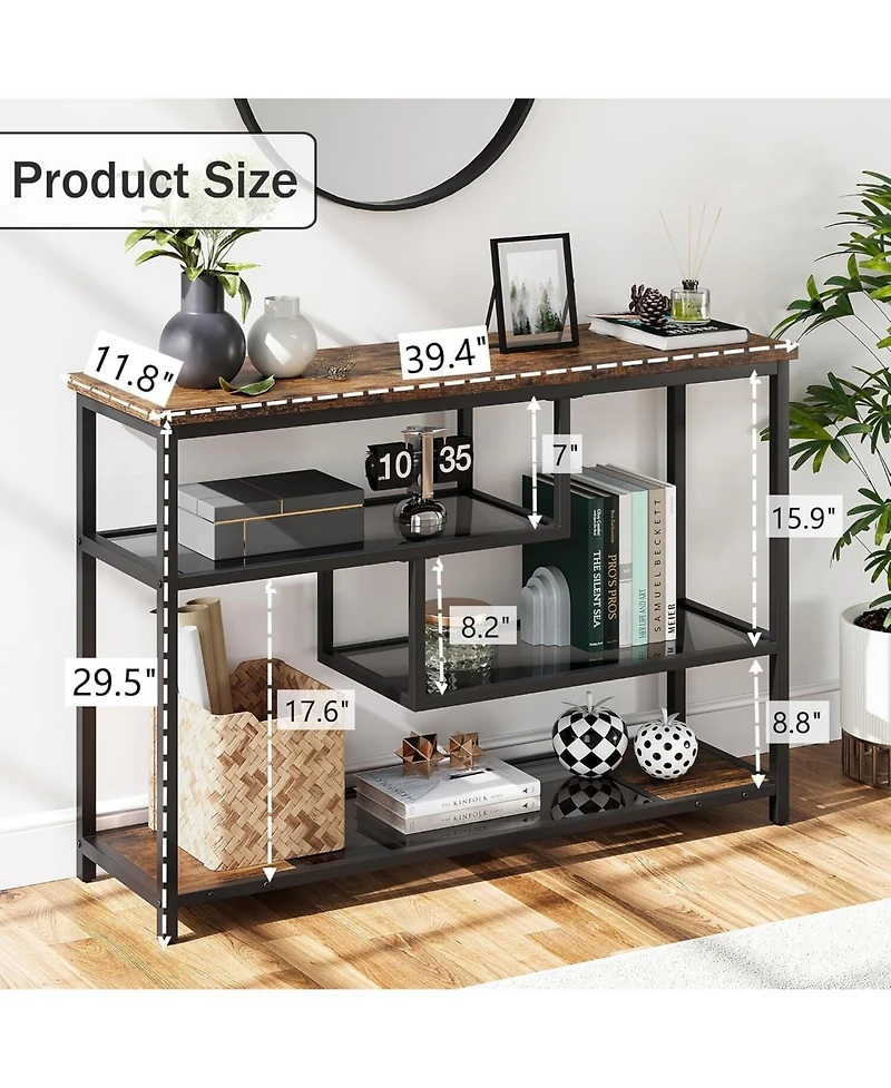 gaomon 39.4'' Narrow Sofa Table with 4 Tiers Storage Shelf Entryway Table Wood Console Table Thin Sofa Table Side Table Hallway Table for Living Room,