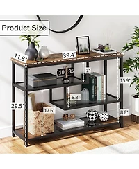 gaomon 39.4'' Narrow Sofa Table with 4 Tiers Storage Shelf Entryway Table Wood Console Table Thin Sofa Table Side Table Hallway Table for Living Room,
