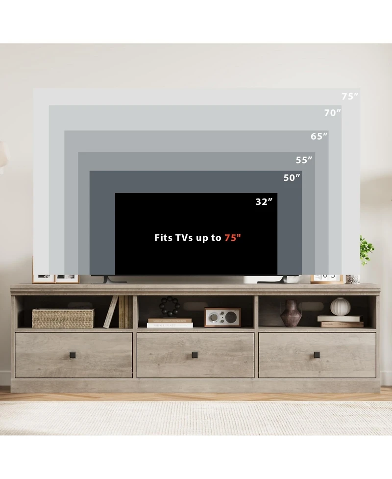 gaomon Tv Stand for 75 Inch Tv, Mid-Century Modern Entertainment Center