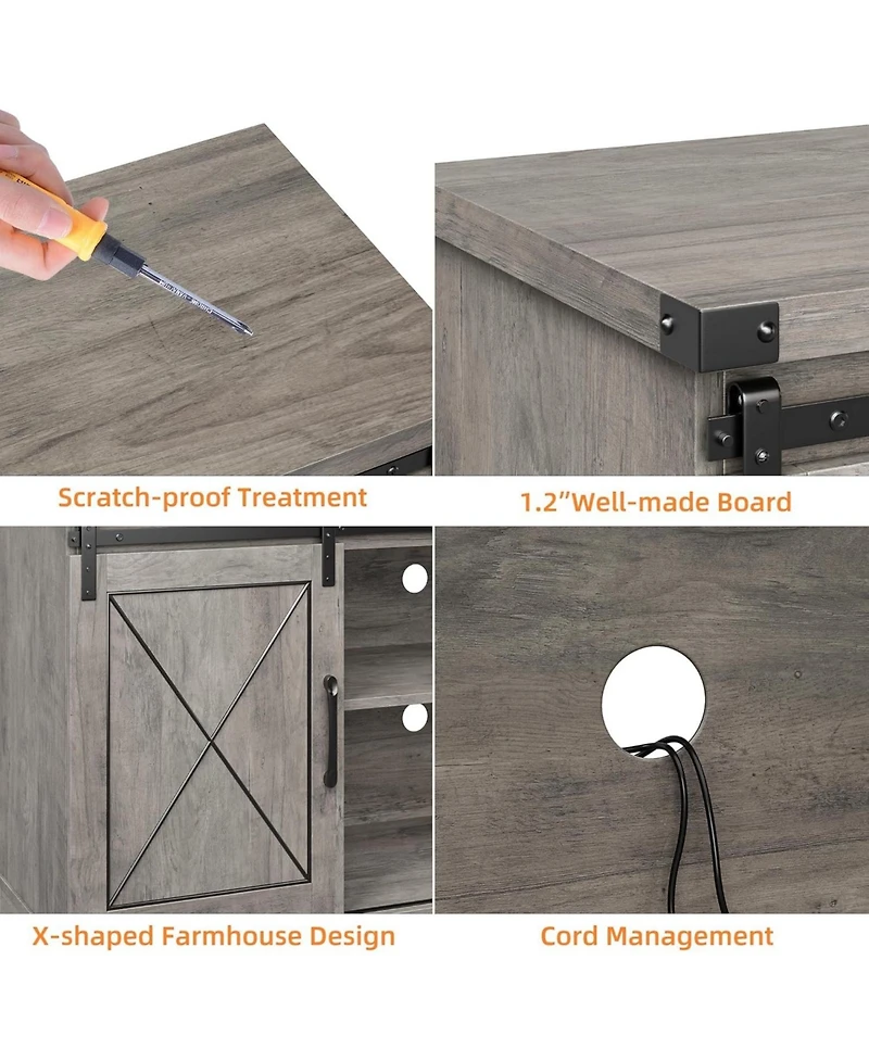 gaomon Tv Stand for 65 Inch Tv, Entertainment Center with Storage and Sliding Barn Doors