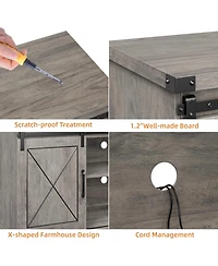 gaomon Tv Stand for 65 Inch Tv, Entertainment Center with Storage and Sliding Barn Doors