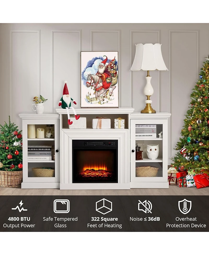 gaomon White Farmhouse Fireplace Tv Stand with 3-d Real Flame