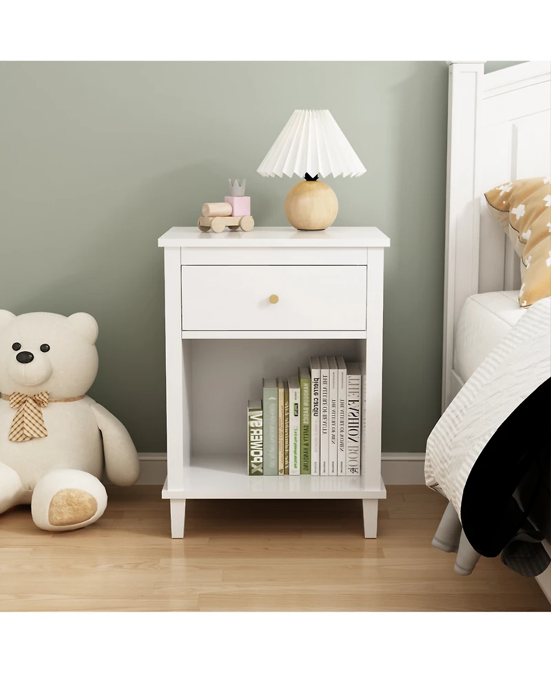Slickblue Kids Nightstand with One Drawer and One Shelf for Bedroom Storage and Organization
