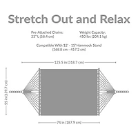 Two-Person Quilted Fabric Hammock with Spreader Bars
