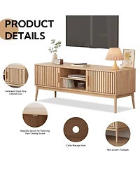 gaomon Boho Tv Stand for Tv up to 50", Farmhouse Television Console Table Entertainment Center