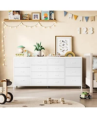 gaomon 14 Drawer Dresser, 63 Inch White Dresser Tv Stand