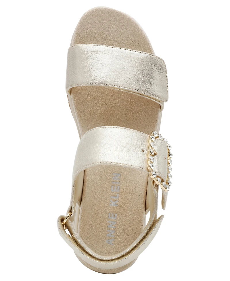 Anne Klein Women's Evanti Buckle Double Strap Sporty Sandals