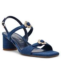 Anne Klein Women's Felipa Flower Embellished Block Heel Dress Sandals