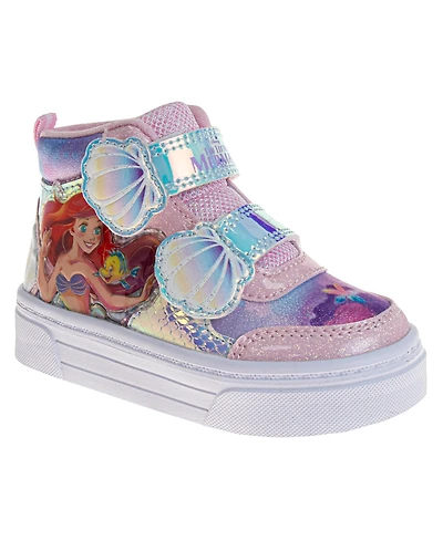 Disney Little and Toddler Girls the Little Mermaid Hook and Loop High Top Sneakers