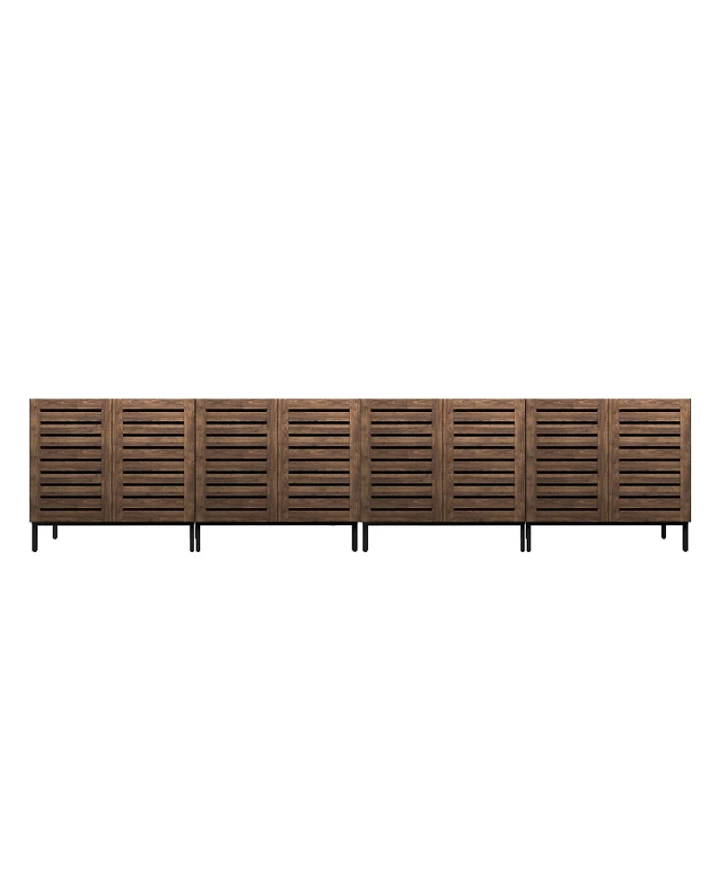 Lovmor Farmhouse Sideboard Buffet Storage Cabinet with Strip Skeleton Door and Adjustable shelves