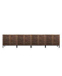 Lovmor Farmhouse Sideboard Buffet Storage Cabinet with Strip Skeleton Door and Adjustable shelves