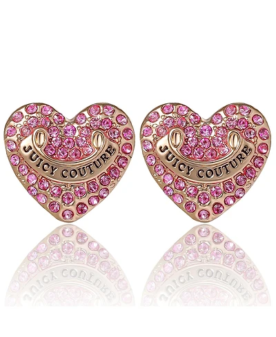 Juicy Couture Heart Crystal Stud Earrings - Gold-Tone with Crystals