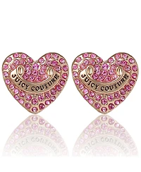 Juicy Couture Heart Crystal Stud Earrings - Gold-Tone with Crystals