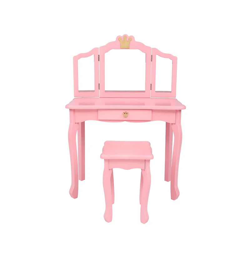 Slickblue Charming Children's Dressing Table with Storage for Kids' Room