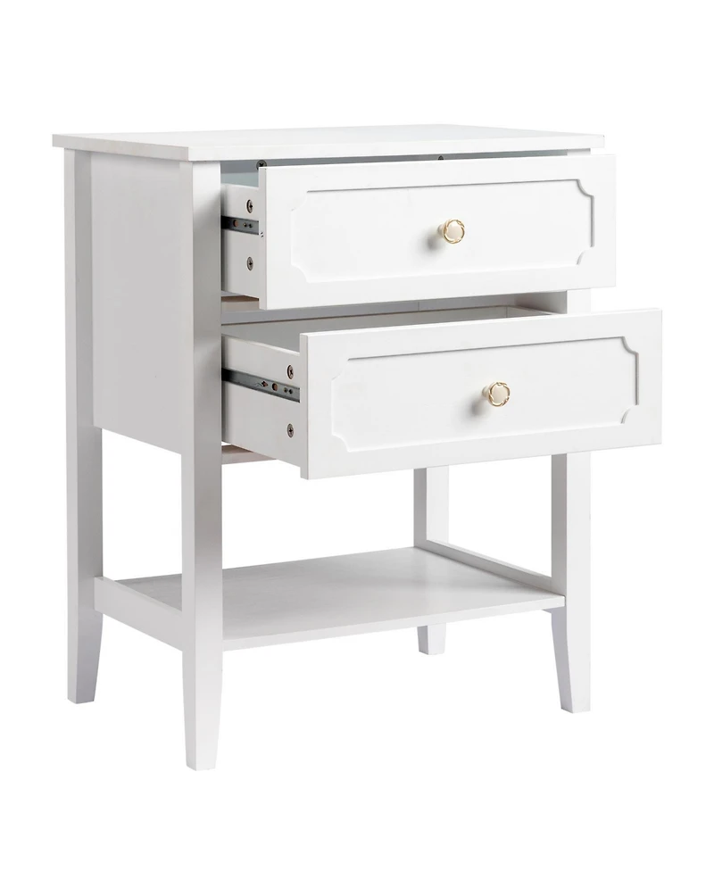 Slickblue Nightstand End Side Table with 2 Drawers for Convenient Storage and Modern Design