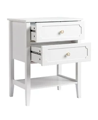 Slickblue Nightstand End Side Table with 2 Drawers for Convenient Storage and Modern Design